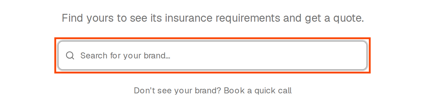 The quote page with the Search for your brand box outlined