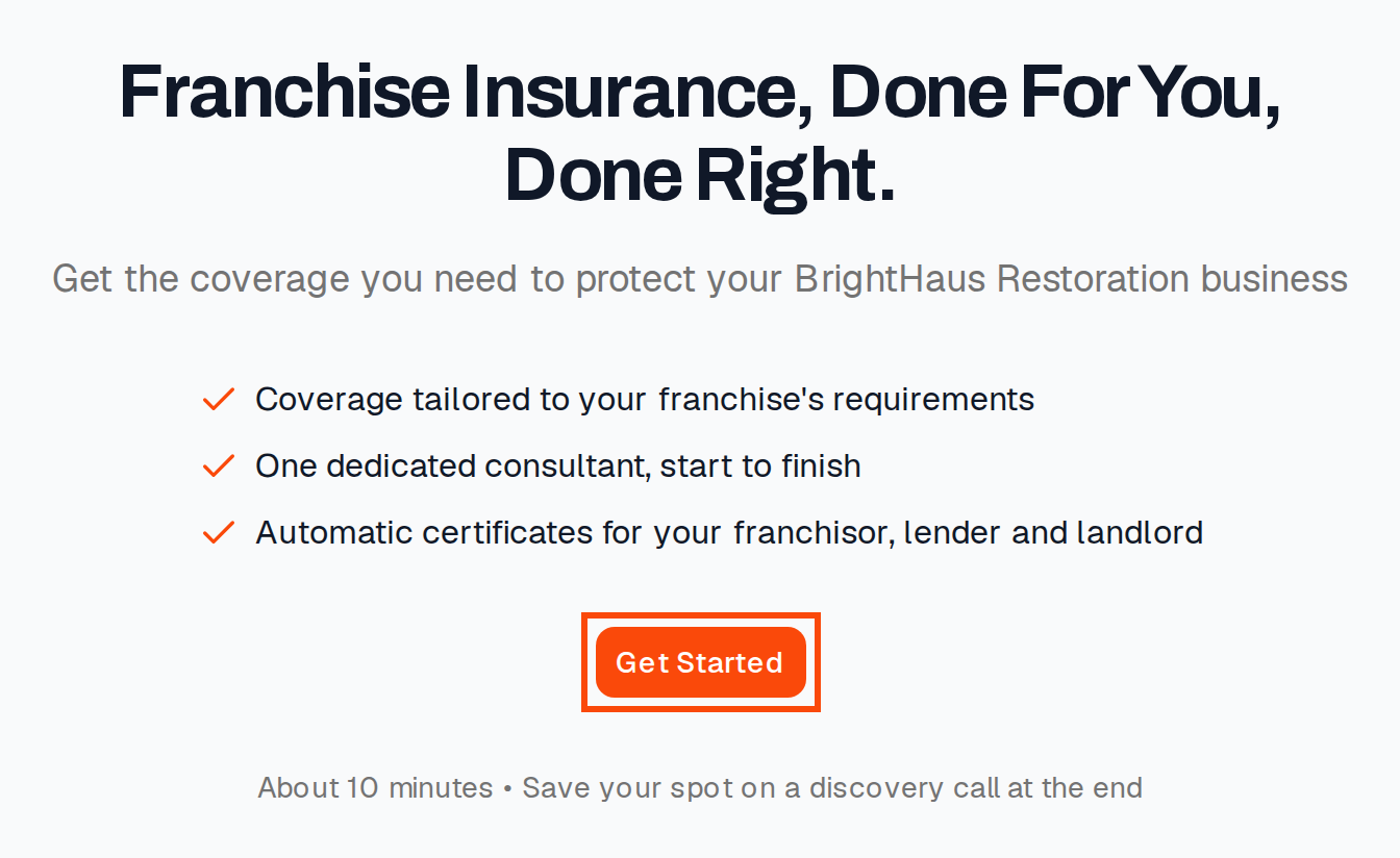 The brand's application page with the Get Started button outlined